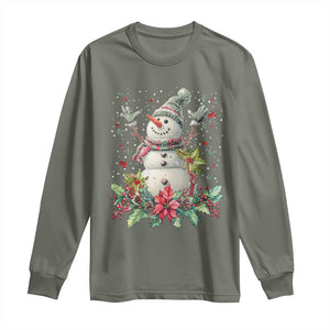 Christmas Snowman Long Sleeve Shirt Retro Winter Holiday Gift For Her TS10 Military Green Print Your Wear