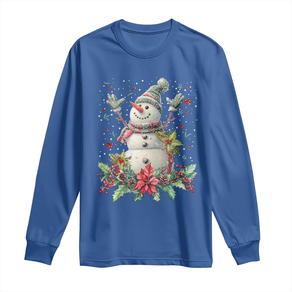 Christmas Snowman Long Sleeve Shirt Retro Winter Holiday Gift For Her TS10 Royal Blue Print Your Wear