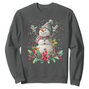 Christmas Snowman Sweatshirt Retro Winter Holiday Gift For Her TS10 Dark Heather Print Your Wear