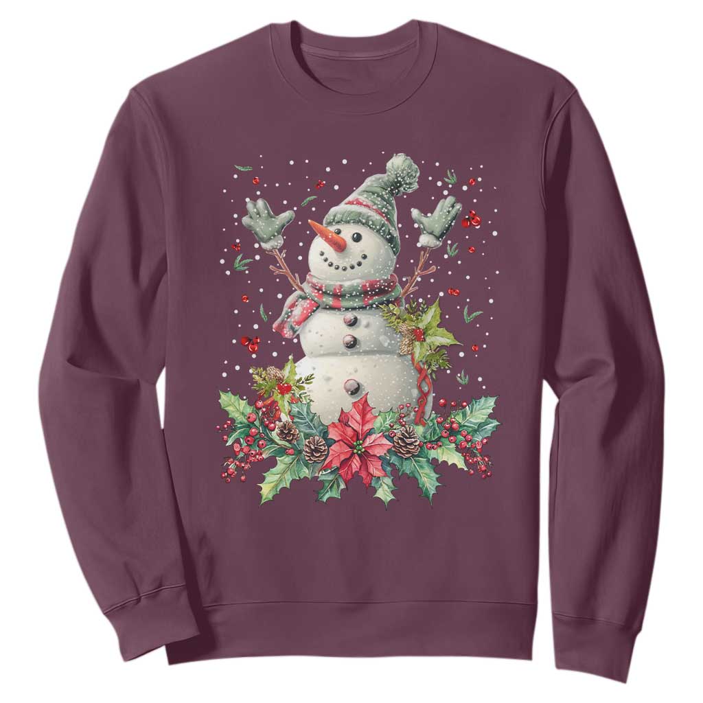 Christmas Snowman Sweatshirt Retro Winter Holiday Gift For Her TS10 Maroon Print Your Wear