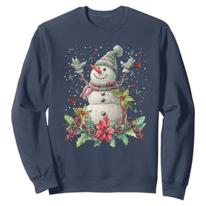 Christmas Snowman Sweatshirt Retro Winter Holiday Gift For Her TS10 Navy Print Your Wear