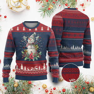 Christmas Snowman Knit Sweatshirt Retro Winter Holiday Gift For Her TS10 Burgundy Print Your Wear