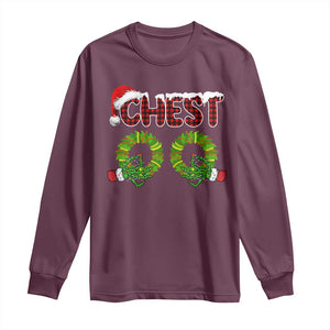 Christmas Couples Long Sleeve Shirt Chest Nuts Funny Couples Matching Chestnuts TS10 Maroon Print Your Wear