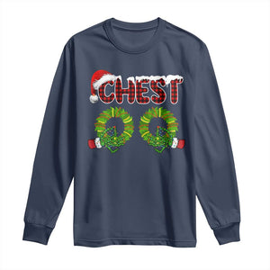 Christmas Couples Long Sleeve Shirt Chest Nuts Funny Couples Matching Chestnuts TS10 Navy Print Your Wear