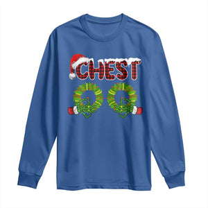 Christmas Couples Long Sleeve Shirt Chest Nuts Funny Couples Matching Chestnuts TS10 Royal Blue Print Your Wear