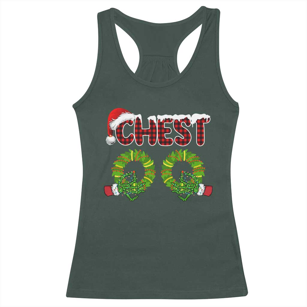 Christmas Couples Racerback Tank Top Chest Nuts Funny Couples Matching Chestnuts TS10 Dark Forest Green Print Your Wear