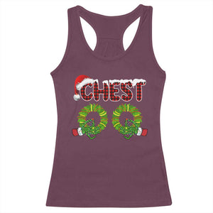 Christmas Couples Racerback Tank Top Chest Nuts Funny Couples Matching Chestnuts TS10 Maroon Print Your Wear