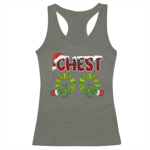 Christmas Couples Racerback Tank Top Chest Nuts Funny Couples Matching Chestnuts TS10 Military Green Print Your Wear