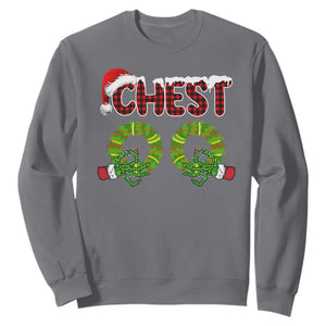 Christmas Couples Sweatshirt Chest Nuts Funny Couples Matching Chestnuts TS10 Charcoal Print Your Wear