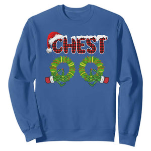 Christmas Couples Sweatshirt Chest Nuts Funny Couples Matching Chestnuts TS10 Royal Blue Print Your Wear