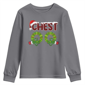 Christmas Couples Youth Sweatshirt Chest Nuts Funny Couples Matching Chestnuts TS10 Charcoal Print Your Wear