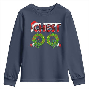 Christmas Couples Youth Sweatshirt Chest Nuts Funny Couples Matching Chestnuts TS10 Navy Print Your Wear