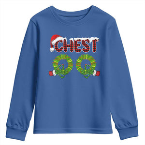 Christmas Couples Youth Sweatshirt Chest Nuts Funny Couples Matching Chestnuts TS10 Royal Blue Print Your Wear