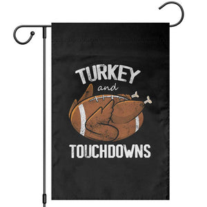 Funny Thanksgiving Garden Flag Turkey and Touchdowns Football Season TS10 Black Print Your Wear