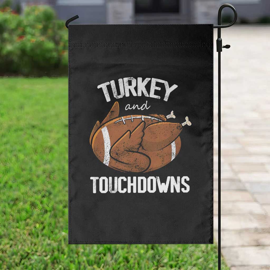 Funny Thanksgiving Garden Flag Turkey and Touchdowns Football Season TS10 Print Your Wear