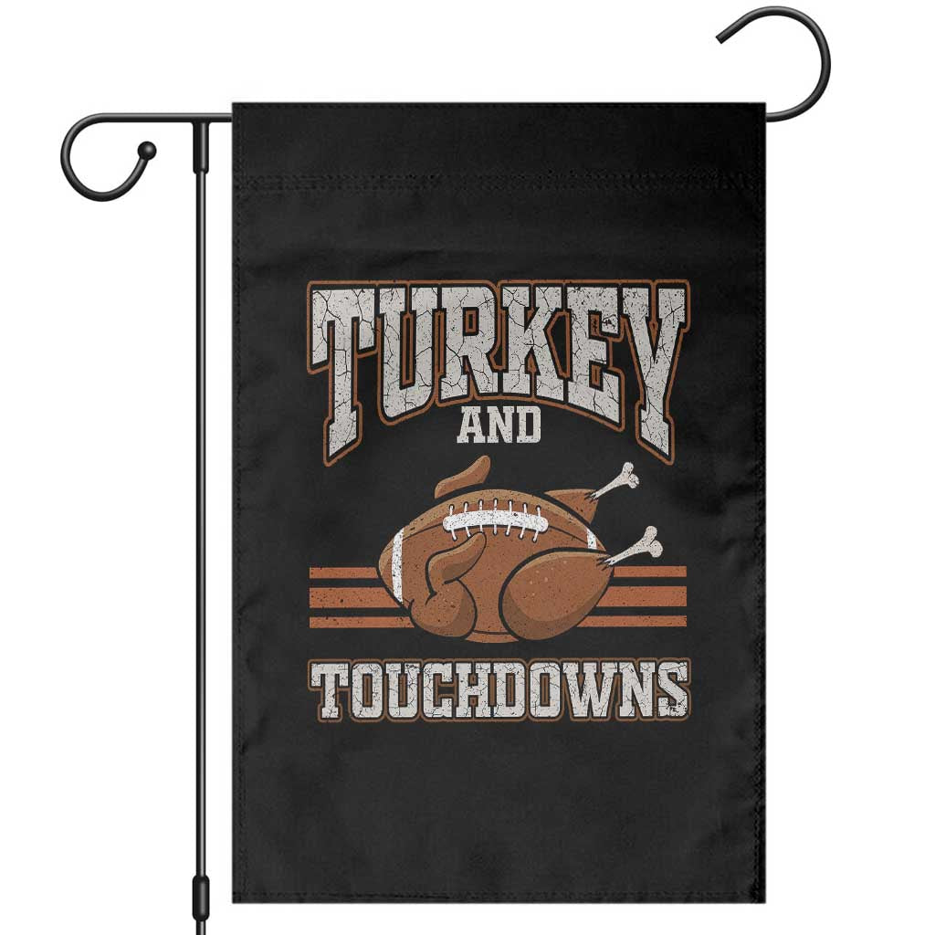 Thanksgiving Turkey And Touchdowns Football Garden Flag Game Day Outfits American Football Player Gift TS10 Black Print Your Wear