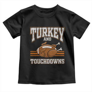 Thanksgiving Turkey And Touchdowns Football Baby Shirt Game Day Outfits American Football Player Gift TS10 Black Print Your Wear