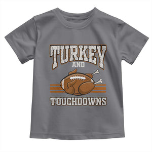 Thanksgiving Turkey And Touchdowns Football Baby Shirt Game Day Outfits American Football Player Gift TS10 Charcoal Print Your Wear