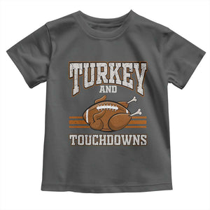 Thanksgiving Turkey And Touchdowns Football Baby Shirt Game Day Outfits American Football Player Gift TS10 Dark Heather Print Your Wear