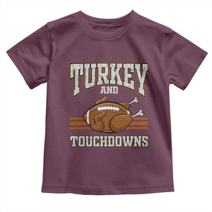 Thanksgiving Turkey And Touchdowns Football Baby Shirt Game Day Outfits American Football Player Gift TS10 Maroon Print Your Wear