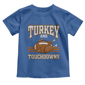 Thanksgiving Turkey And Touchdowns Football Baby Shirt Game Day Outfits American Football Player Gift TS10 Royal Blue Print Your Wear