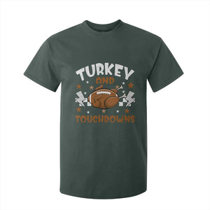 Thanksgiving Turkey And Touchdowns Football Season T Shirt For Kid Game Day TS10 Dark Forest Green Print Your Wear