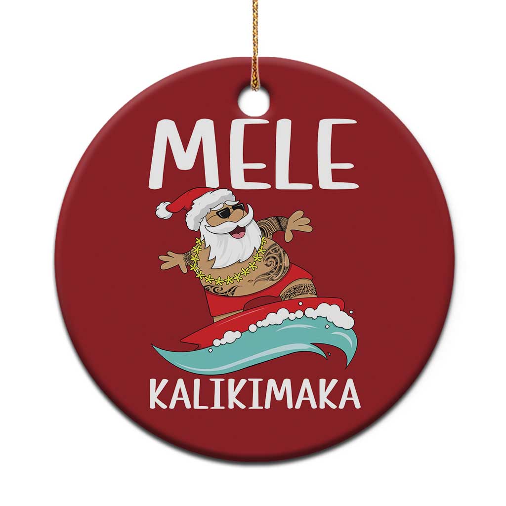 Hawaiian Christmas Christmas Ornament Mele Kalikimaka Hawaii Surfing Santa Tropical Beach TS10 Print Your Wear