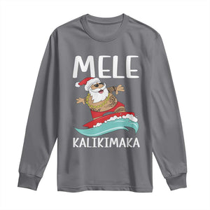 Hawaiian Christmas Long Sleeve Shirt Mele Kalikimaka Hawaii Surfing Santa Tropical Beach TS10 Charcoal Print Your Wear