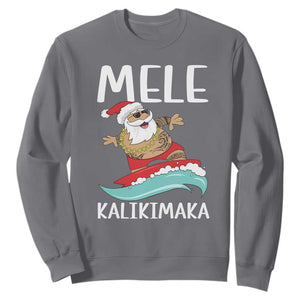 Hawaiian Christmas Sweatshirt Mele Kalikimaka Hawaii Surfing Santa Tropical Beach TS10 Charcoal Print Your Wear