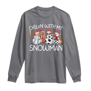 Snowman Christmas Long Sleeve Shirt Football Soccer Baseball Pickleball Chillin With My Snowmies Ugly Gift TS10 Charcoal Print Your Wear