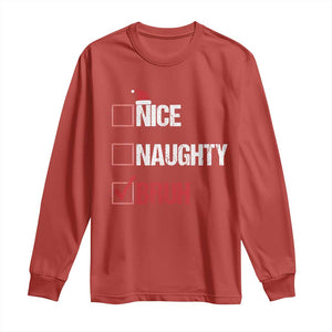 Christmas Santa Long Sleeve Shirt Nice Naughty Bruh Xmas List TS10 Red Print Your Wear