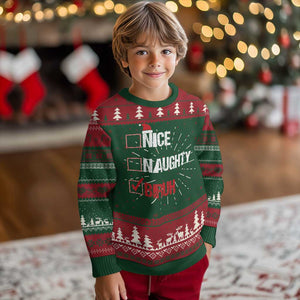Santa Ugly Christmas Sweater Nice Naughty Bruh Xmas List TS10 Christmas Print Your Wear