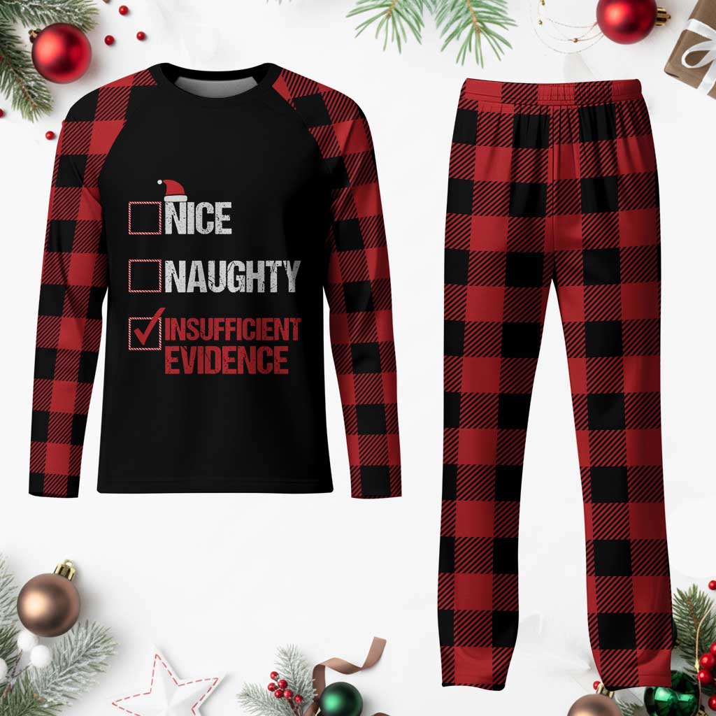 Santa Plaid Pajama Set Nice Naughty Insufficient Evidence Xmas List TS10 Buffalo Plaid Print Your Wear