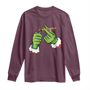 Pothead Christmas Long Sleeve Shirt Cannabis Weed Adult Christmas Party TS10 Maroon Print Your Wear