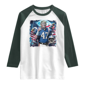 Trump Football Raglan Shirt Vintage Sports Fan Game Day TS10 White Dark Forest Green Print Your Wear