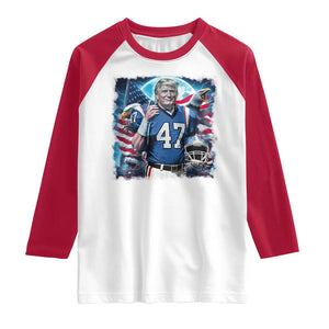 Trump Football Raglan Shirt Vintage Sports Fan Game Day TS10 White Red Print Your Wear