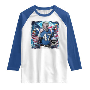 Trump Football Raglan Shirt Vintage Sports Fan Game Day TS10 White Royal Print Your Wear