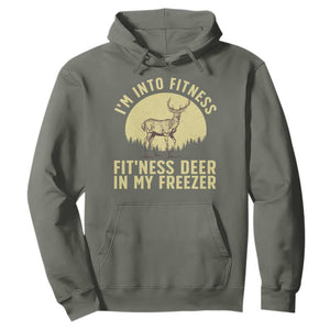 Hunting Hoodie I'm Into Fitness Fit'ness Deer In My Freezer Deer Hunter TS10 Military Green Print Your Wear