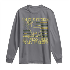 Hunting Long Sleeve Shirt I'm Into Fitness Fit'ness Deer In My Freezer Camo Flag TS10 Charcoal Print Your Wear