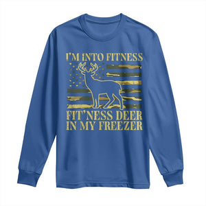 Hunting Long Sleeve Shirt I'm Into Fitness Fit'ness Deer In My Freezer Camo Flag TS10 Royal Blue Print Your Wear