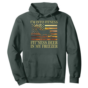 Hunting Hoodie I'm Into Fitness Fit'ness Deer In My Freezer American Flag TS10 Dark Forest Green Print Your Wear