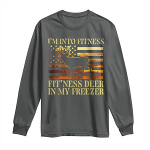 Hunting Long Sleeve Shirt I'm Into Fitness Fit'ness Deer In My Freezer American Flag TS10 Dark Heather Print Your Wear