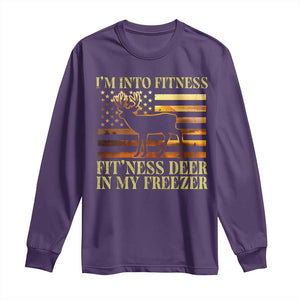 Hunting Long Sleeve Shirt I'm Into Fitness Fit'ness Deer In My Freezer American Flag TS10 Purple Print Your Wear