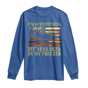 Hunting Long Sleeve Shirt I'm Into Fitness Fit'ness Deer In My Freezer American Flag TS10 Royal Blue Print Your Wear