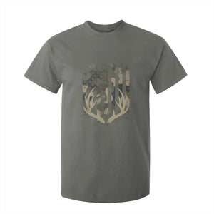 Deer Hunting American Flag T Shirt For Kid TS10 Military Green Print Your Wear