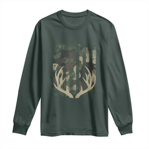 Deer Hunting American Flag Long Sleeve Shirt TS10 Dark Forest Green Print Your Wear