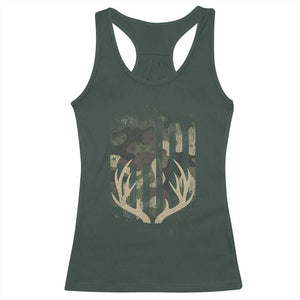 Deer Hunting American Flag Racerback Tank Top TS10 Dark Forest Green Print Your Wear