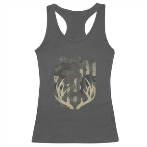 Deer Hunting American Flag Racerback Tank Top TS10 Dark Heather Print Your Wear