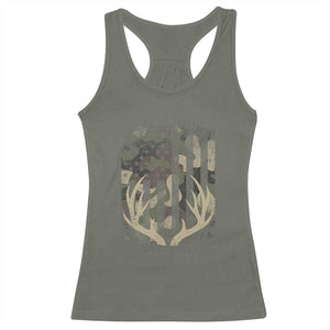 Deer Hunting American Flag Racerback Tank Top TS10 Military Green Print Your Wear