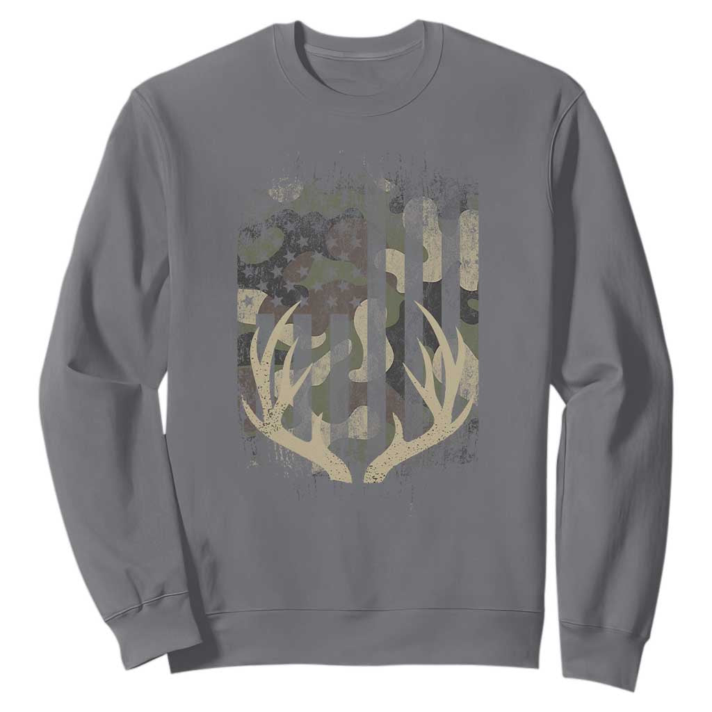 Deer Hunting American Flag Sweatshirt TS10 Charcoal Print Your Wear